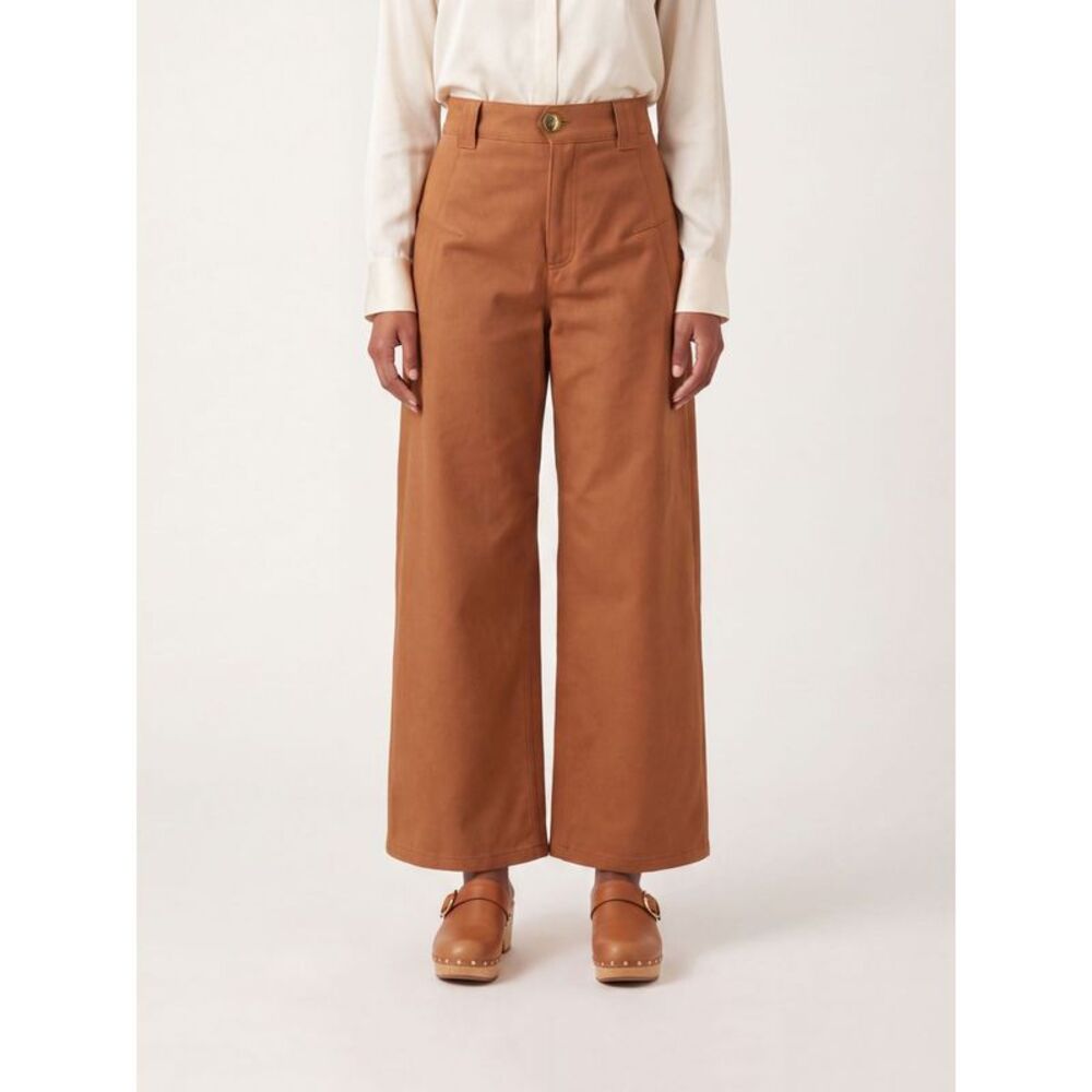 Chloe Women Chloe High-Waisted Wide-Leg Cotton Trousers With Slant Pockets